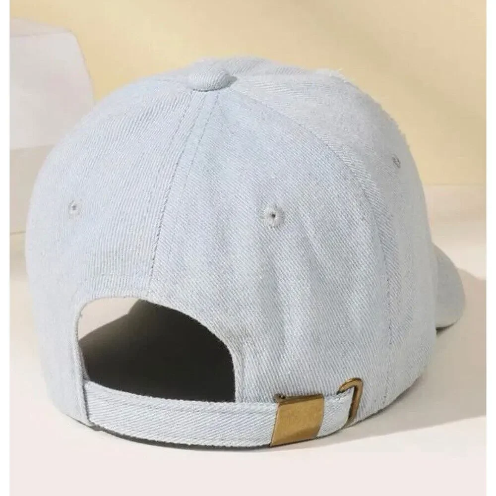Denim Baseball Cap Distressed‎ Ripped Hat Adjustable One Size Women Men